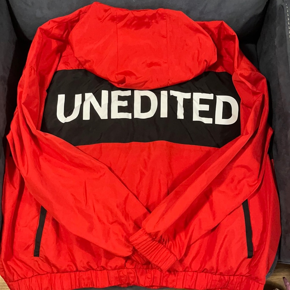 Forever 21, unedited red and black windbreaker